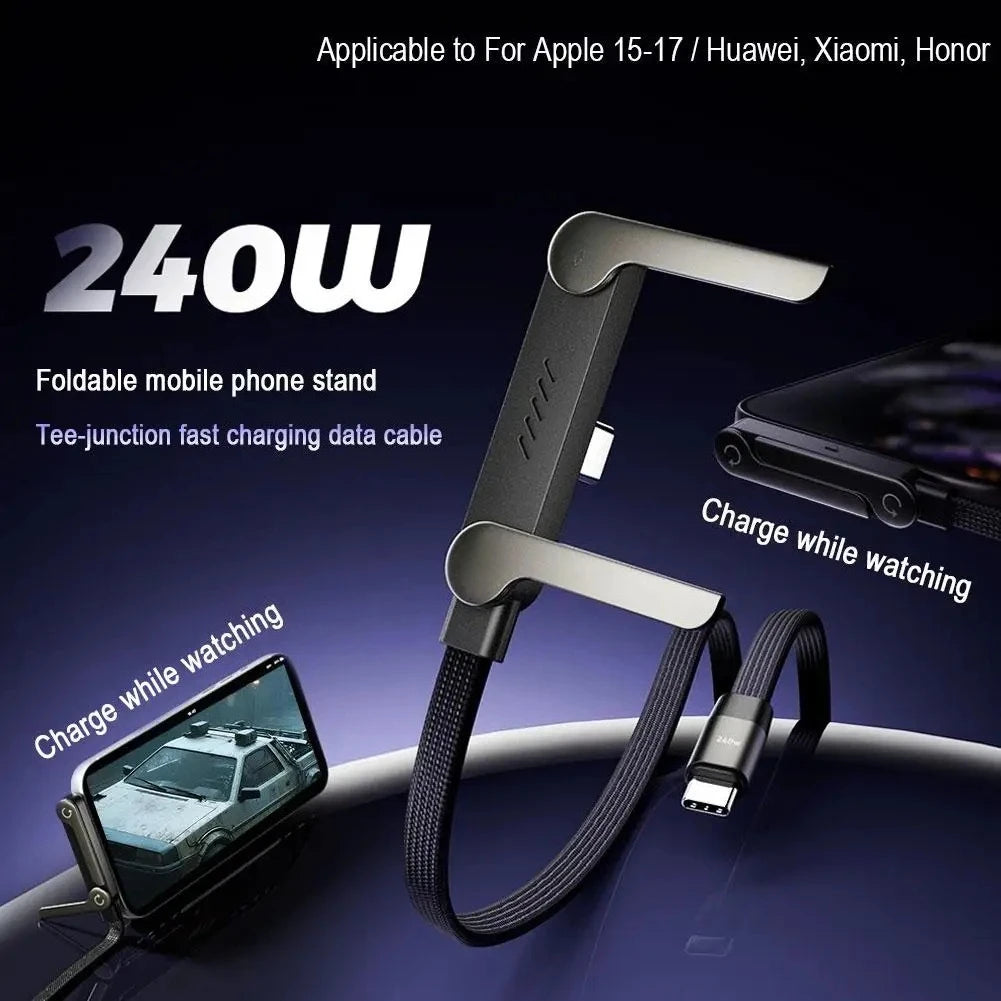 Cable USB-C 240W Carga Rápida con Soporte Plegable, usb-C, C-lightning, C-C
