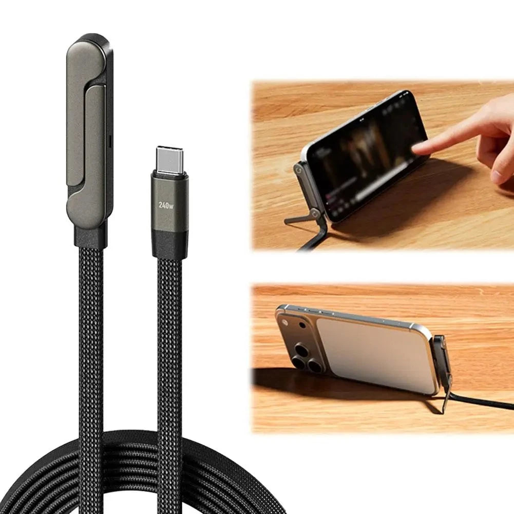 Cable USB-C 240W Carga Rápida con Soporte Plegable, usb-C, C-lightning, C-C