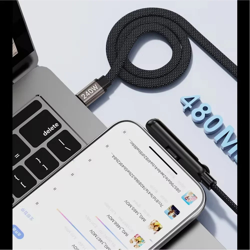 Cable USB-C 240W Carga Rápida con Soporte Plegable, usb-C, C-lightning, C-C