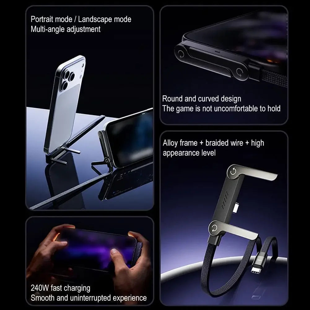 Cable USB-C 240W Carga Rápida con Soporte Plegable, usb-C, C-lightning, C-C