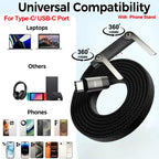 Cable USB-C 240W Carga Rápida con Soporte Plegable, usb-C, C-lightning, C-C